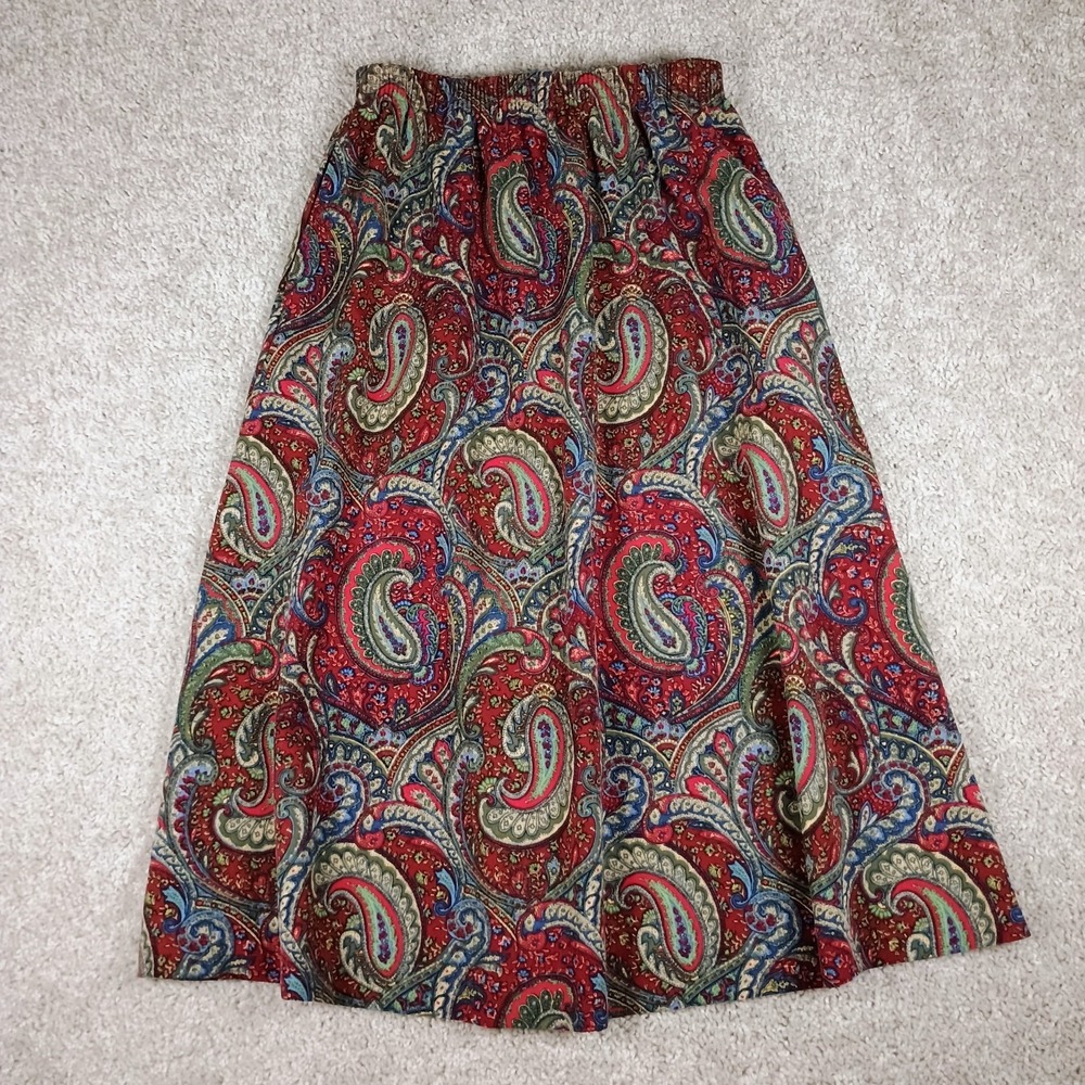 Vintage 90s BonWorth Paisley Prairie Midi Skirt XS Petite Boho Cottagecore...